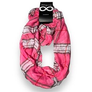 Pink white, brown and red infinity scarf NWT